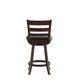 Black Vinyl/Espresso Frame |#| 24inch Ladderback Wooden Swivel Stool - Padded Seat-Espresso/Black Faux Leather