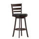 Black Vinyl/Espresso Frame |#| 30inch Ladderback Wooden Swivel Stool - Padded Seat-Espresso/Black Faux Leather