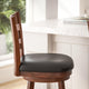 Black Vinyl/Antique Oak Frame |#| 30inch Ladderback Wooden Swivel Stool - Padded Seat-Antique Oak/Black Faux Leather