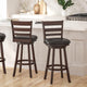 Black Vinyl/Espresso Frame |#| 30inch Ladderback Wooden Swivel Stool - Padded Seat-Espresso/Black Faux Leather