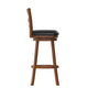 Black Vinyl/Antique Oak Frame |#| 30inch Ladderback Wooden Swivel Stool - Padded Seat-Antique Oak/Black Faux Leather