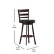 Black Vinyl/Espresso Frame |#| 30inch Ladderback Wooden Swivel Stool - Padded Seat-Espresso/Black Faux Leather