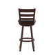 Black Vinyl/Espresso Frame |#| 30inch Ladderback Wooden Swivel Stool - Padded Seat-Espresso/Black Faux Leather