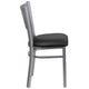 Black Vinyl Seat/Silver Frame |#| Silver Slat Back Metal Restaurant Chair - Black Vinyl Seat