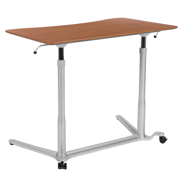 Cherry |#| Cherry Sit-Down, Stand-Up Ergonomic Computer Desk - Standing Desk