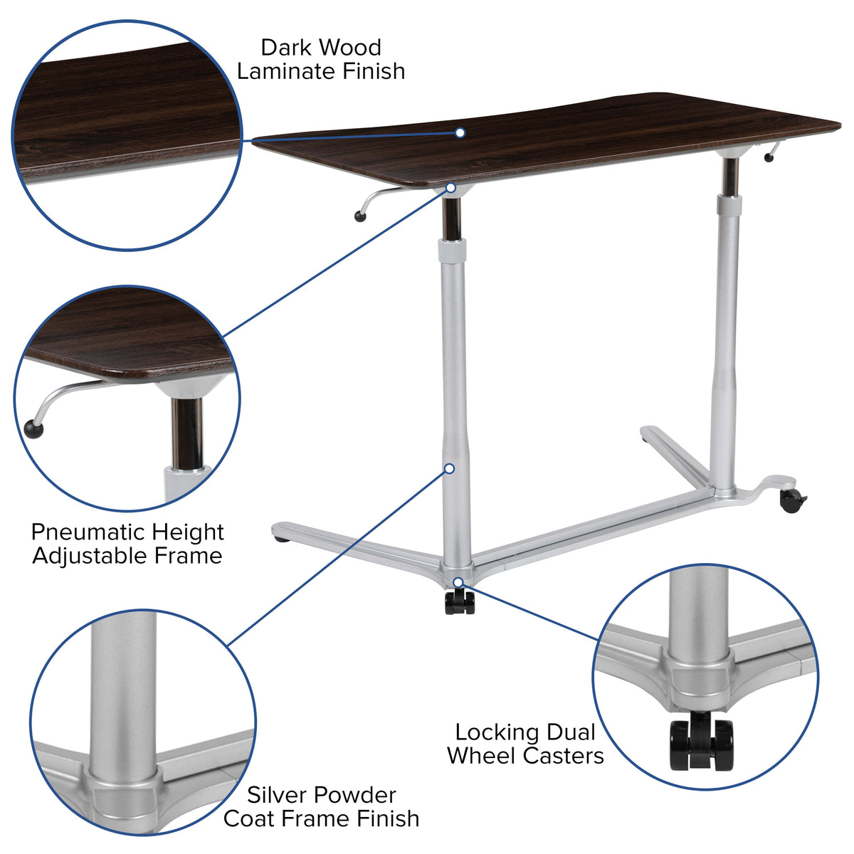 Dark Wood Grain |#| Wood Grain Sit-Down, Stand-Up Ergonomic Computer Desk - Standing Desk