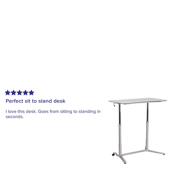 Light Gray |#| Sit/Stand Lt Gray Computer Desk with 37.375inchW Top (Adj Range 29inch - 40.75inch)