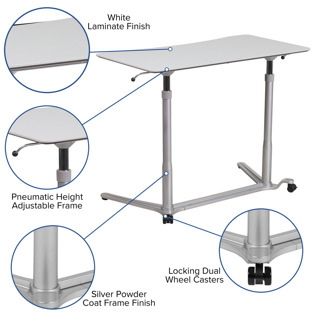 Light Gray |#| Sit/Stand Lt Gray Computer Desk with 37.375inchW Top (Adj Range 29inch - 40.75inch)