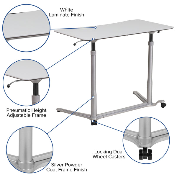 Light Gray |#| Sit/Stand Lt Gray Computer Desk with 37.375inchW Top (Adj Range 29inch - 40.75inch)