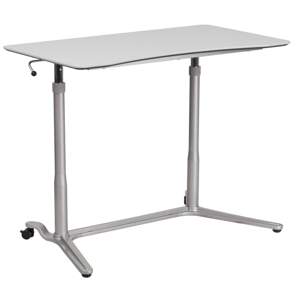 Light Gray |#| Sit/Stand Lt Gray Computer Desk with 37.375inchW Top (Adj Range 29inch - 40.75inch)