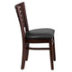 Black Vinyl Seat/Walnut Wood Frame |#| Slat Back Walnut Wood Restaurant Chair - Black Vinyl Seat