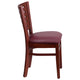 Burgundy Vinyl Seat/Mahogany Wood Frame |#| Slat Back Mahogany Wood Restaurant Chair - Burgundy Vinyl Seat