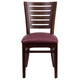 Burgundy Vinyl Seat/Walnut Wood Frame |#| Slat Back Walnut Wood Restaurant Chair - Burgundy Vinyl Seat