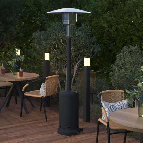 Black |#| Outdoor Patio Heater - Black - 7.5 Feet Round Steel Patio Heater - 40,000 BTU's