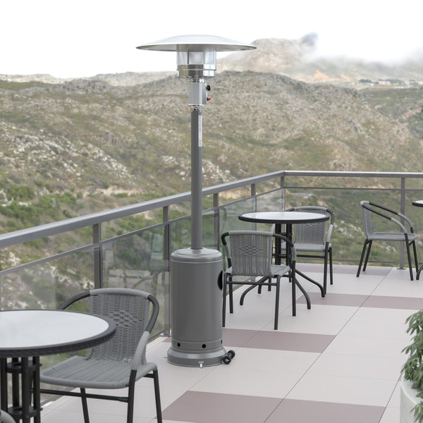 Silver |#| Outdoor Patio Heater - Silver - 7.5 Feet Round Steel Patio Heater - 40,000 BTU's