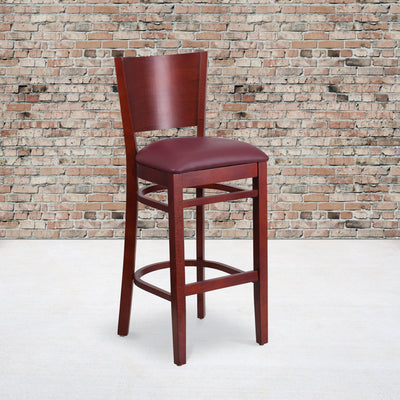 Solid Back Wooden Restaurant Barstool