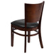 Black Vinyl Seat/Walnut Wood Frame |#| Solid Back Walnut Wood Restaurant Chair - Black Vinyl Seat