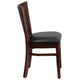 Black Vinyl Seat/Walnut Wood Frame |#| Solid Back Walnut Wood Restaurant Chair - Black Vinyl Seat