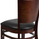 Black Vinyl Seat/Walnut Wood Frame |#| Solid Back Walnut Wood Restaurant Chair - Black Vinyl Seat