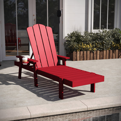 Sonora Commercial Grade Adjustable Adirondack Lounger with Cupholder, All-Weather Indoor/Outdoor Recycled HDPE Lounge Chair - View 2