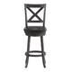 Black Vinyl/Gray Wash Walnut Frame |#| 30inch Crossback Wooden Swivel Stool - Padded Seat-Gray Wash/Black Faux Leather