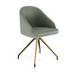 Sage Faux Leather/Polished Brass Frame |#| Faux Leather Upholstered Stationary Swivel Home Office Chair -Sage/PolishedBrass