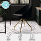 Black Velvet/Polished Nickel |#| Velvet Upholstered Stationary Swivel Home Office Chair -Black/Oil Bronze