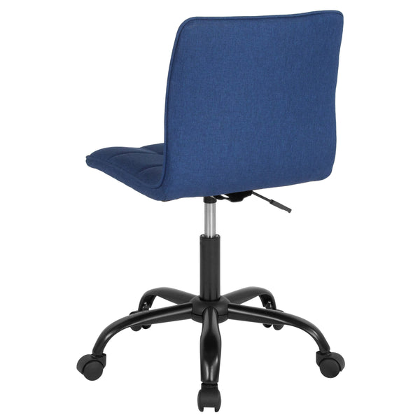 Blue Fabric |#| Home and Office Armless Task Chair with Tufted Back/Seat in Blue Fabric