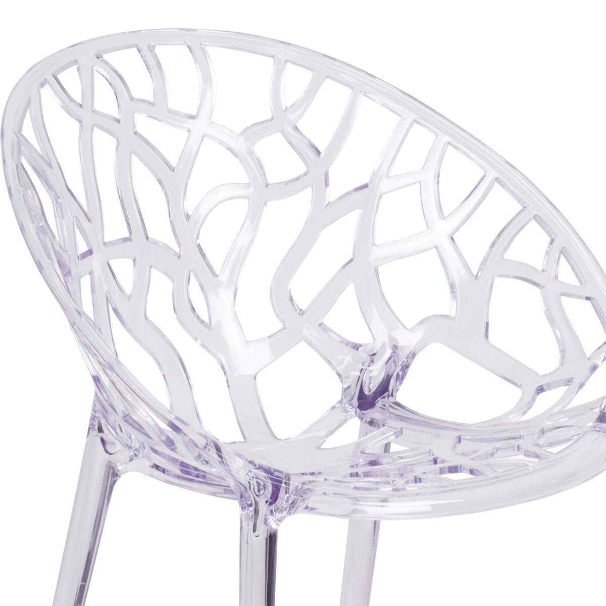 Transparent Oval Shaped Stacking Side Chair with Artistic Pattern Design