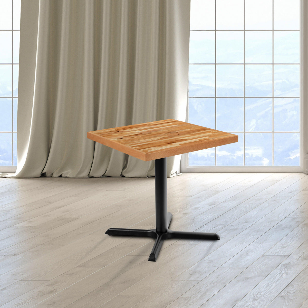 Block Style Dining Table Square Butcher Block Top XU-BBSQ- – Restaurant Furniture 4 Less