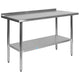 48"W x 24"D |#| Stainless Steel 18 Gauge Work Table with Backsplash and Shelf, NSF - 48"W x 24"D