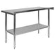 48"W x 24"D |#| Stainless Steel 18 Gauge Work Table with Backsplash and Shelf, NSF - 48"W x 24"D