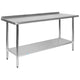 60"W x 24"D |#| Stainless Steel 18 Gauge Work Table with Backsplash and Shelf, NSF - 60"W x 24"D