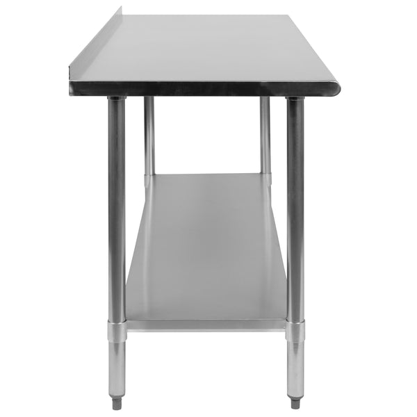60"W x 24"D |#| Stainless Steel 18 Gauge Work Table with Backsplash and Shelf, NSF - 60"W x 24"D