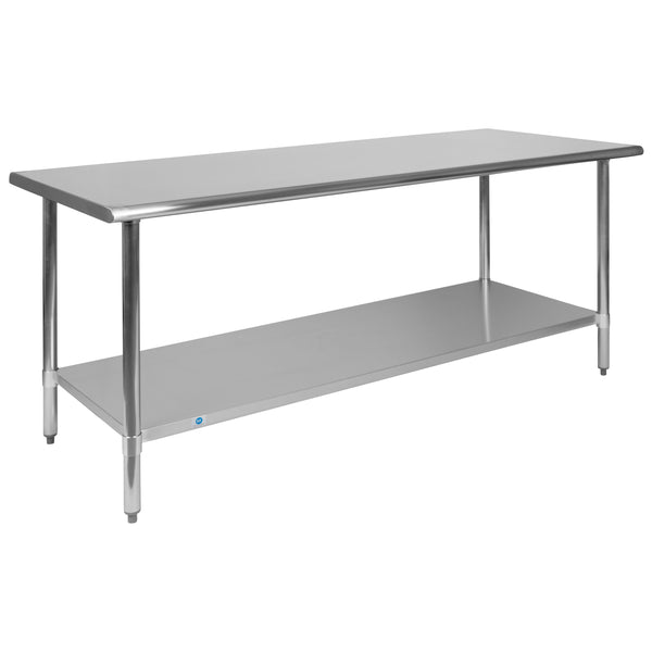 72"W x 30"D |#| Stainless Steel 18 Gauge Work Table with Undershelf, NSF - 72"W x 30"D x 34.5"H