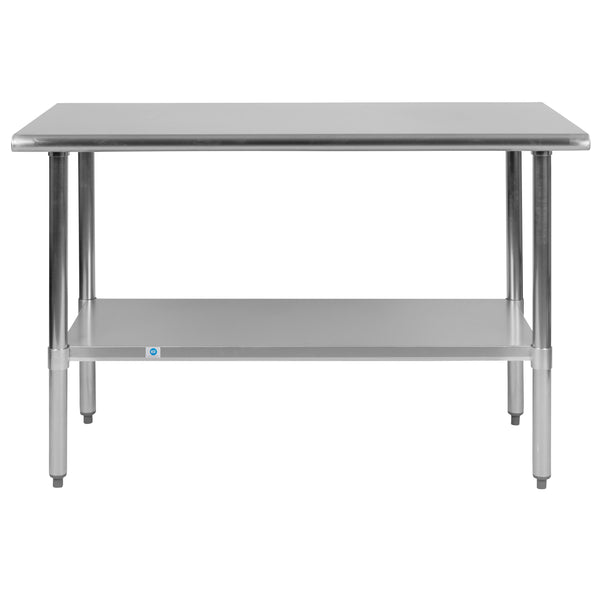 48"W x 24"D |#| Stainless Steel 18 Gauge Work Table with Undershelf, NSF - 48"W x 24"D x 34.5"H