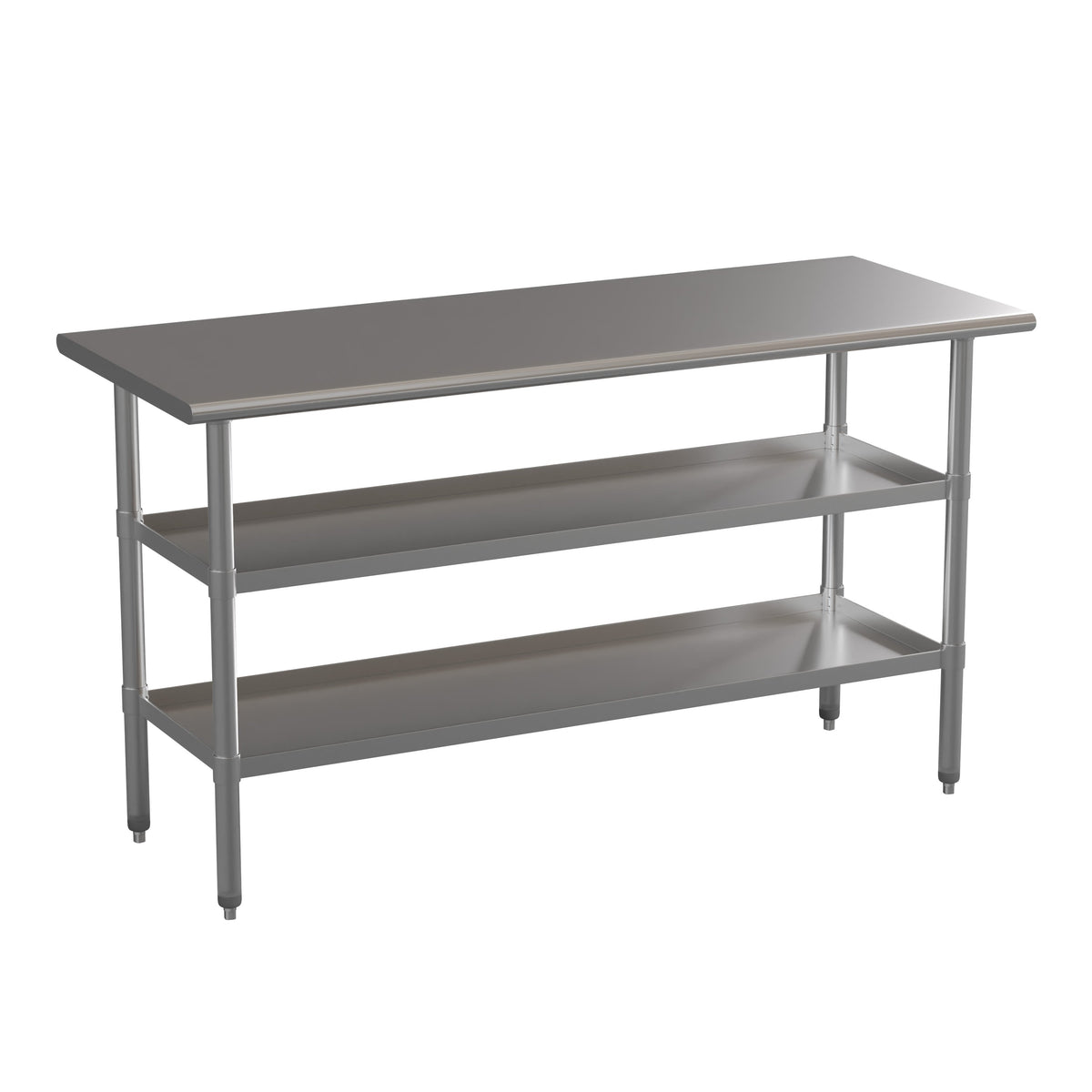 60"W x 24"D |#| 60"W x 24"D NSF Stainless Steel 18 Gauge Work Table with 2 Undershelves