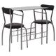 Black |#| 3 Piece Space-Saver Bistro Set with Black Glass Top Table & Black Vinyl Chairs