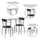 Black |#| 3 Piece Space-Saver Bistro Set with Black Glass Top Table & Black Vinyl Chairs