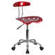 Wine Red |#| Vibrant Wine Red and Chrome Swivel Task Office Chair with Tractor Seat