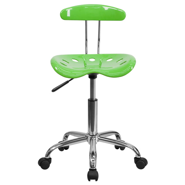 Apple Green |#| Vibrant Apple Green and Chrome Swivel Task Office Chair with Tractor Seat