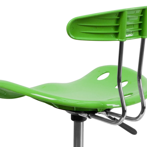 Apple Green |#| Vibrant Apple Green and Chrome Swivel Task Office Chair with Tractor Seat