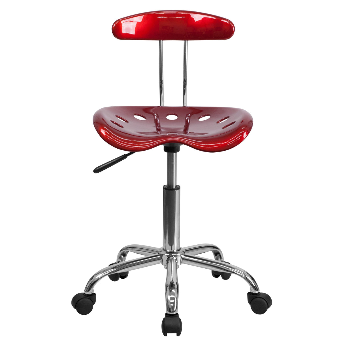 Wine Red |#| Vibrant Wine Red and Chrome Swivel Task Office Chair with Tractor Seat