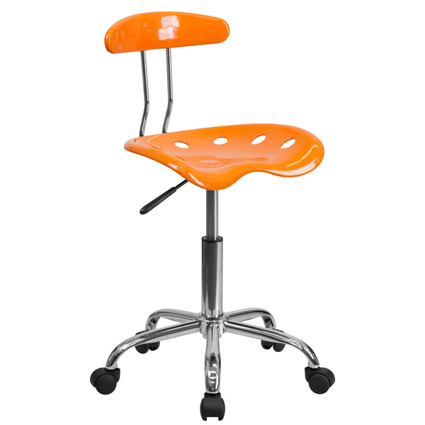 Orange |#| Vibrant Orange and Chrome Swivel Task Office Chair with Tractor Seat