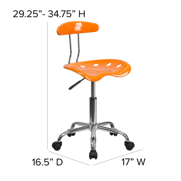 Orange |#| Vibrant Orange and Chrome Swivel Task Office Chair with Tractor Seat