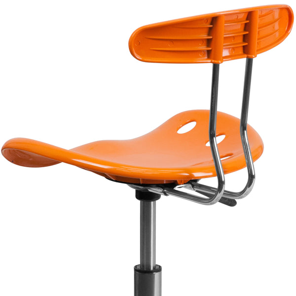 Orange |#| Vibrant Orange and Chrome Swivel Task Office Chair with Tractor Seat