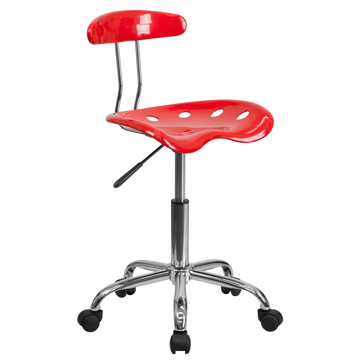 Red |#| Vibrant Red and Chrome Swivel Task Office Chair with Tractor Seat