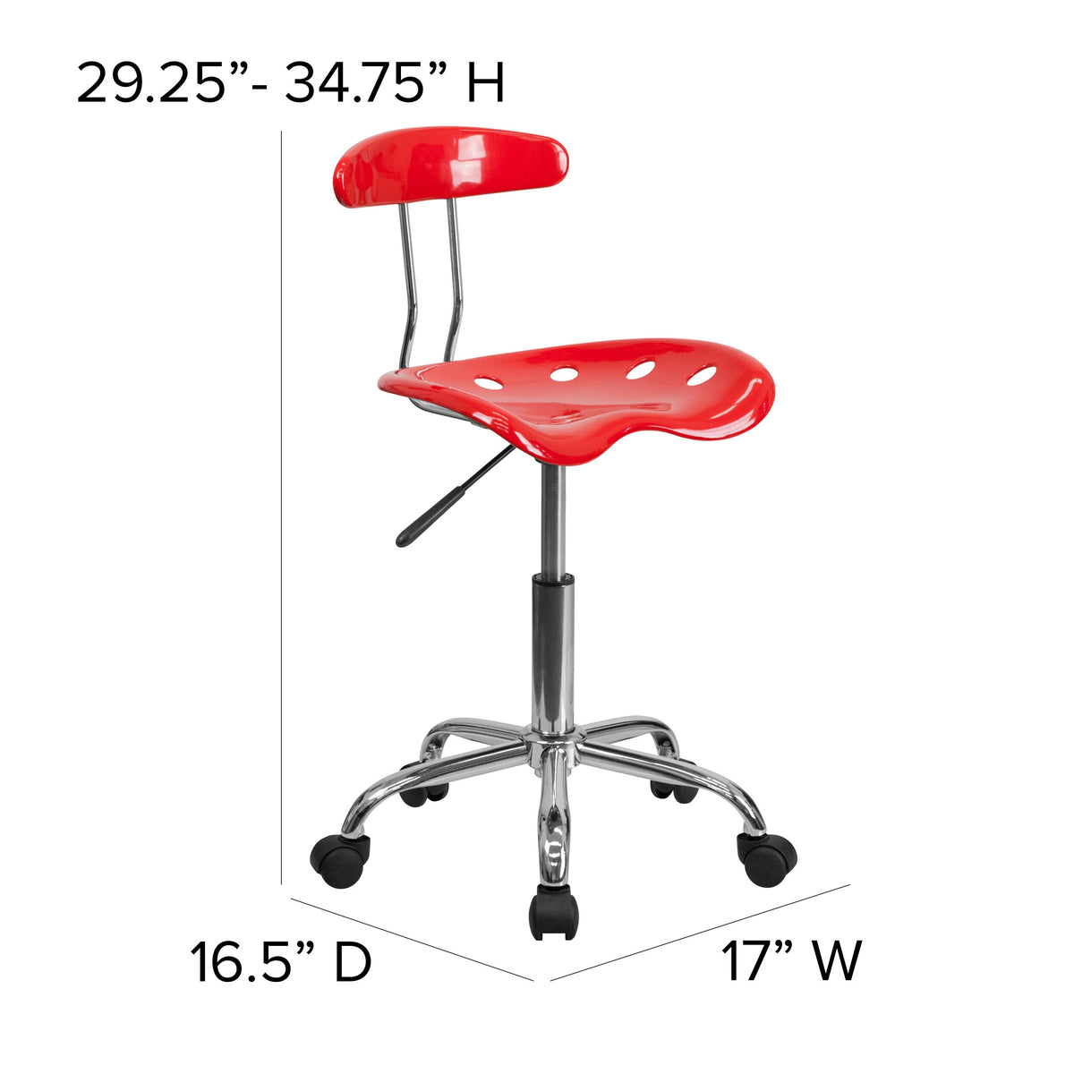 Red |#| Vibrant Red and Chrome Swivel Task Office Chair with Tractor Seat