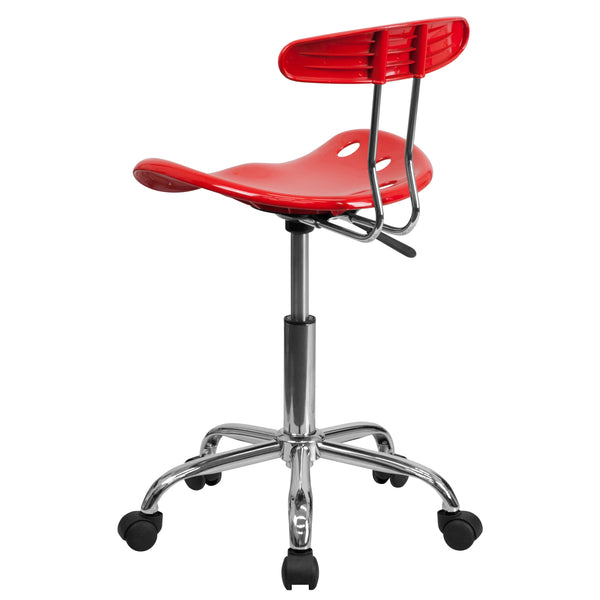 Red |#| Vibrant Red and Chrome Swivel Task Office Chair with Tractor Seat