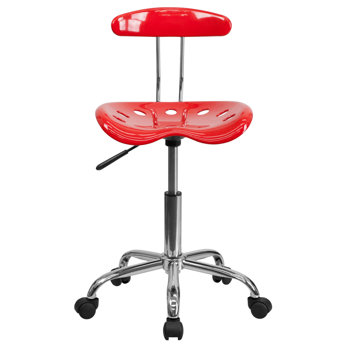 Red |#| Vibrant Red and Chrome Swivel Task Office Chair with Tractor Seat